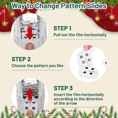 Christmas Tree Topper Lighted with 6 Projection Modes,Christmas Star Tree Topper Built-in LED Rotating Projector Lights 3D Sparkling Christmas Tree Decorations for Xmas Party Holiday Decor(Silver)