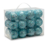 2.36"/60mm shatterproof Christmas Ball Ornaments Tree Decoration Baubles Set of 24 Counts (Sparkly Teal Blue 2.36")