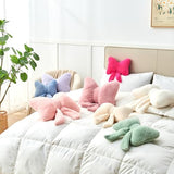 Pink Bow Pillow,12'' Bow Shaped Pillow with Faux Rabbit Fur,Soft Bow Throw Pillows Aesthetic Bow Decorative Pillows for Bed Sofa Couch Home Decor