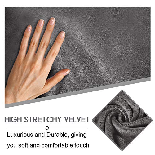 ULTICOR Reclining Love Seat Slipcover, 48" - 65" L, 6-Piece Velvet Stretch Loveseat Reclining Sofa Covers, 2 seat Love seat Recliner Cover, Thick, Soft, Washable (Dark Grey)