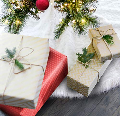 Mini Tree Skirt Small Christmas Tree Skirt White Snow Luxury Faux Fur - 15 inch Miniature Round Skirts for Tabletop/Under Xmas Tree Decorations (15 inch / 16 inches)
