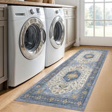 Runners for Hallways 2x6 Blue Brown Vintage Floral Washable Runner