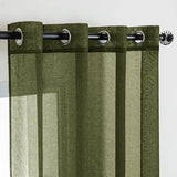 MIULEE 2 Panels Olive Green Semi Sheer Window Curtains Elegant Grommet Top Window Voile Drapes/Treatment Linen Textured Dark Green Panels for Bedroom Living Room (54X84 Inches)