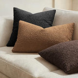 MIULEE Textured Boucle Lumbar Pillow Cover for Bed 12x20 Black