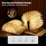 Book Lover Gift, Folding Book Lamp Decor, Portable Print Book Light | 1200mAh Rechargeable Night Light, Paper Desk Lamp, Reading Bookshelf Lamp, Gift for Women & Readers & Christmas (Black）