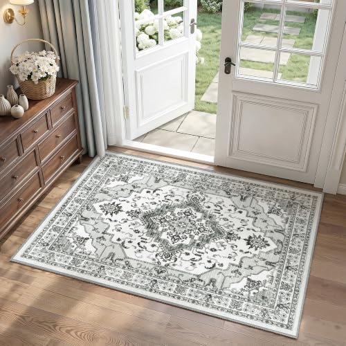 2x3 Washable Entryway Rug, Light Grey