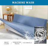 Stretch Armless Futon Covers Full Protect Futon Couch Slipcover Soft Thick Jacquard Futon Sofa Bed Cover Furniture Protector with Elastic Bottom(Cream, M)