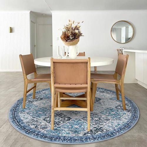 Washable 6ft Circle Round Rug, 6x6 Non-Slip Soft Circular Area Rug