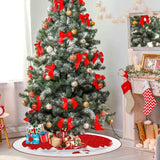 Christmas Tree Skirt Red Xmas Tree Ornaments for White Soft Plush Christmas Tree Mat with Snowy Pattern for Decorations Holiday Party 48 inches