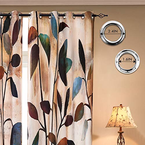 SUBRTEX Light Flitering Curtains 52Wx84L, Room Darkening Vibrant Floral Drapes, 50% Blackout, Semi Sheer Boho Farmhouse Curtains for Living Room, Brown