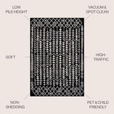 JONATHAN Y Ziri Moroccan Geometric Black/Cream Indoor Area Rug, 4x6, Bohemian, Scandinavian, Easy-Cleaning for Living Room, Bedroom, Kitchen, Pet Friendly, Non-Shedding (MOH210C-4)