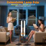 Floor Lamp, Adjustable Height LED Standing Reading Lamp for Living Room & Bedroom, Super Bright, Eye-Caring Stepless Dimmable Modern Tall Lamp for Office Craft with Gooseneck & Remote, Black