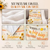 WRAPIX Get Well Gifts for Women - Soft Fleece Throw Blanket 50x60 in - Thinking of You Surgery Recovery Cancer Sunflower Sympathy Feel Better Birthday Inspirational Gifts for Women Mom Grandma Sister