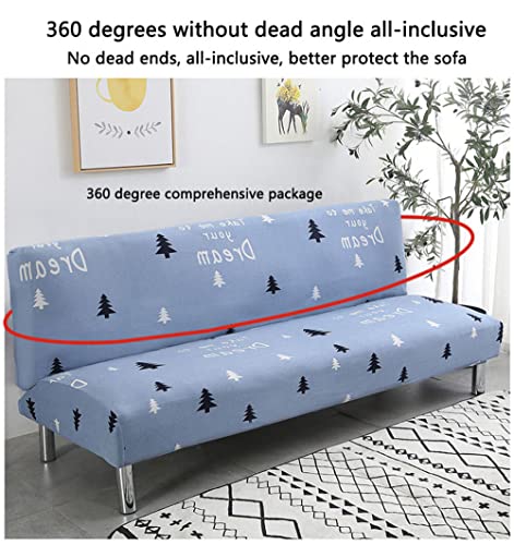 YOPOIY Super Soft Futon Cover Printed Futon Slipcover Fitted Non-Slip Armless Sofa Cover with Elastic Bottom Washable Futon Sofa Protector for Pets -16-190-220cm