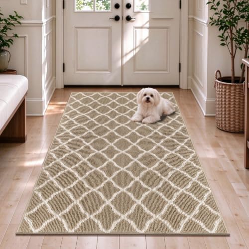 SHACOS Large Door Mat 3'x5' Indoor Washable Front Door Mats, Beige