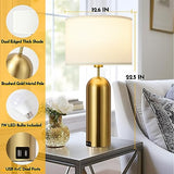 Gold Lamps Set of 2 Touch Control 3-Way Dimmable Bedside Nightstand Lamps Bedroom Lamps Modern White& Gold Table Lamp with USB Type C Ports Tall Lamps for Living Room End Table Home Office