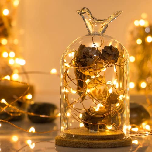 Sanniu Led String Lights, Mini Battery Powered Copper Wire Starry Fairy Lights, Battery Operated Lights for Bedroom, Christmas, Parties, Wedding, Centerpiece, Decoration (5m/16ft Warm White)