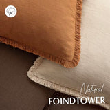 Foindtower Decorative Linen Fringe Throw Pillow Covers 22×22 Inch,Orange