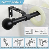 Black Curtain Rods for Windows 28 to 48 Inch, 5/8 Inch Small Curtain Rod For Bathroom, Living room, Kitchen (size：28-52 Inch)