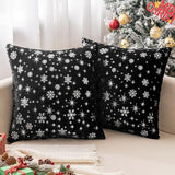 MIULEE Christmas Decorations Pillow Covers 20x20 Black Silver Snowflake