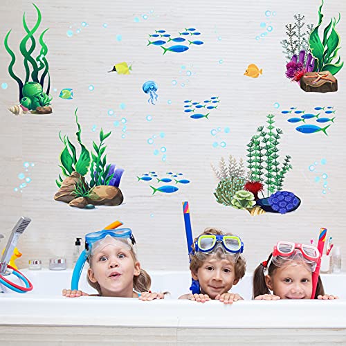 Zonon Under The Sea Wall Decals Coral Reef and Seaweed, Ocean Wall Decals Stickers, Undersea Decor Stickers, Underwater Sea Stickers for Nursery Living Room Office(Classic Style)