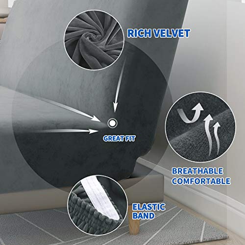 MAXIJIN Velvet Futon Cover Full Size Stretch Futon Mattress Cover Thick Soft Armless Sofa Bed Slipcover Plush Couch Furniture Protector with Elastic Bottom, Machine Washable (Gray)