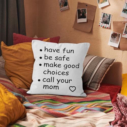 HIWX College Dorm Decor,Funny Have Fun Be Safe Make Good Choices Call Your Mom Decorative 18 x 18 Throw Pillow Cover,Call Your Mom Pillow,Throw Pillows for Dorm Bed Room Student Decor Pillowcase