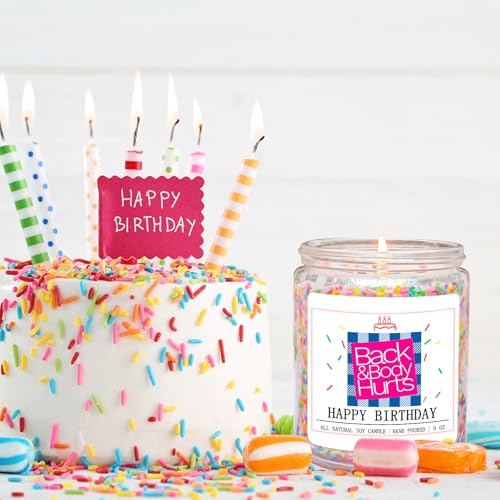 Homsolver Birthday Candles Gift for Her and Him, Birthday Gifts for Women Men, Unique Best Friend Gift Ideas -Back & Body Hurts Happy Birthday Candle