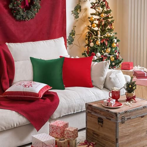 Thmyo 4-Pack 100% Cotton Comfortable Solid Decorative Throw Pillow Case Square Cushion Cover Pillowcase Sublimation Blank Pillow Covers DIY Throw Pillowcase for Couch Sofa Bed(18x18 inch/45x45cm,Red)