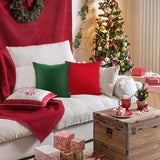 Thmyo 4-Pack 100% Cotton Comfortable Solid Decorative Throw Pillow Case Square Cushion Cover Pillowcase Sublimation Blank Pillow Covers DIY Throw Pillowcase for Couch Sofa Bed(18x18 inch/45x45cm,Red)
