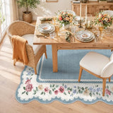 HAOYUNLAI Washable 2x3 Scalloped Floral Entryway Area Rug Low‑Pile Carpet