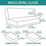 4 Pieces Stretch Futon Covers Sofa Bed Slipcover with Removable Armrests and Cupholders Covers Furniture Protector High Spandex Small Checks Jacquard Fabric (New Ivory)