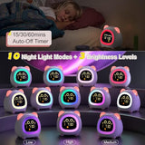 ANALOI Alarm Clock for Kids, Ok to Wake Clock for Kids with Eye Protection Sleep Training Auto Off Feature 10 Night Light Dual Alarm for Bedroom, Kids Alarm Clock Pink Cat Gifts for Girls