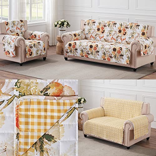 Greenland Home Somerset Quilted Reversible Furniture Cover, Loveseat, 103 W x76 L, Gold