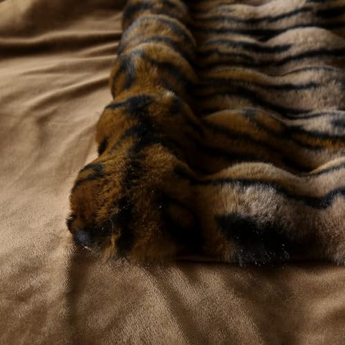 MERRYLIFE Luxury Thick Plush Tiger Print Faux Rabbit Fur Throw Blanket Ultra-Plush Cozy Soft Decorative Blanket Use for Couch Bed Travel (Tiger, 60"*80")