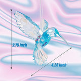 6 Pieces Hummingbird Ornaments Acrylic Hummingbird Figurines Large Crystal Pendants Shiny Iridescent Purple, Blue and Clear Bird Decoration