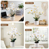Fake Orchid Plant 23" Tall, Realistic Touch Leaves, Potted Phalaenopsis Artificial Plants Indoor for Home Decor Small Office Home Living Room-White