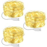 Macarrie 3 Pcs Fairy Lights USB Powered 16 ft 50 LED String Lights for Indoor Outdoor Bedroom DIY Party Wedding Home Festival Tree Garden Xmas Decoration (Warm White)