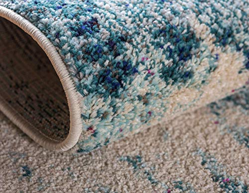 Unique Loom Positano Collection Coastal Modern Coral Lobster Shells Light Blue Area Rug (4' x 6')