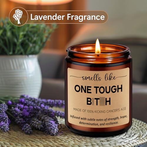 LEADO Scented Candles - Breast Cancer Survivor Gifts for Woman - Chemo Comfort Items, Cancer Care Gifts for Women - Funny Mastectomy, Cheer Up, Surgery Recovery Present for Chemo Patients, Mom
