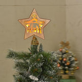 GHOSTMAGIC 3D Wooden Nativity Christmas Tree Star Topper Lighted, LED Xmas Decor Ornaments for Indoor