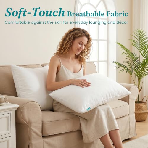 Oubonun Beige 12x22 Lumbar Pillow Inserts Set of 2 – Full Fluffy Down Alternative Rectangular Throw Pillow for Couch Sofa Bed, Soft Decorative Lumbar Cushion with Cross Pattern, Machine Washable