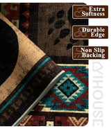 YIHOUSE Rustic Cabin Area Rug 5x7,Machine Washable Lodge Bear Rug,Non-Slip Low Pile Print Pattern Southwestern Rug for Living Room Bedroom