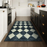 Lahome Zelie Moroccan Trellis Area Rug - 3x5 Washable Black Entry Rug Non Slip Living Room Mat, Distressed Lattice Soft Stain Resistance Indoor Throw Carpet for Front Door Foyer Bedroom Bathroom