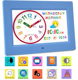 Véfaîî Digital Teaching Clock Talking Time, 24 Alarms Custom Reminders, Checklist to-Do List, Auto DST & Calendar Display, Sleep Trainer, Easy to Use for Kids Birthday Gift- Blue with Remote