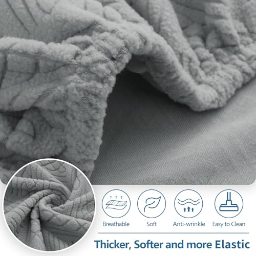 hyha Individual Couch Cushion Covers, Stretch Magic Sofa Seat Cushion Covers Washable, Dog Couch Sofa Slipcover for Pets, Kid with Elastic Bottom(3PC, Grey)