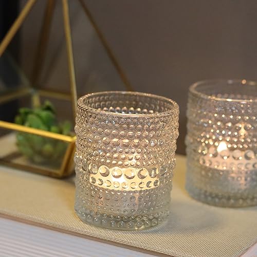 36 PCS Clear Glass Votive Candle Holders Set Hobnail Tealight Candle Holders for Fall Decor, Halloween, Weddings, Birthday Table Centerpiece Decorations