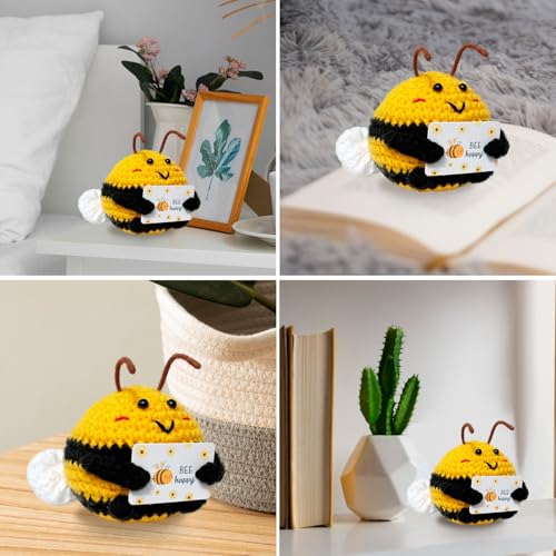 Mini Bee Positive Crochet Animal Back to School Gift Emotional Support Birthday Gift for Women Her Daughter Friend Teenage Girl Handmade Crochet Bee Christmas Gifts