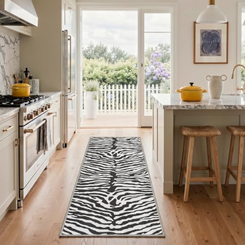 Zebra Print Rugs 5x7 Washable Area Carpet for Bedroom Living Room
