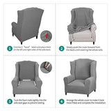 YEMYHOM 1 Piece Stretch Wingback Chair Slipcover Latest Jacquard Design Wing Chair Cover Non Slip Furniture Protector with Foam Rods for Living Room (Wing Chair, Light Gray)